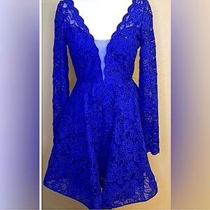 Size 5 Royal Blue Lace with Sparkle Prom Homecoming Formal Cocktail Dress NWT
